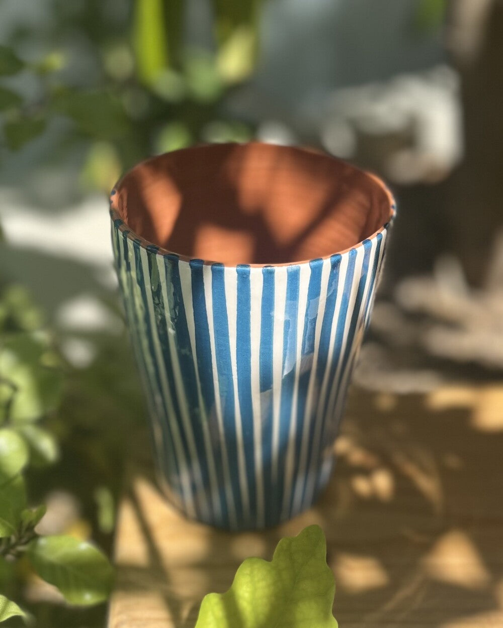 Maxi tasse fines rayures vert bleuté