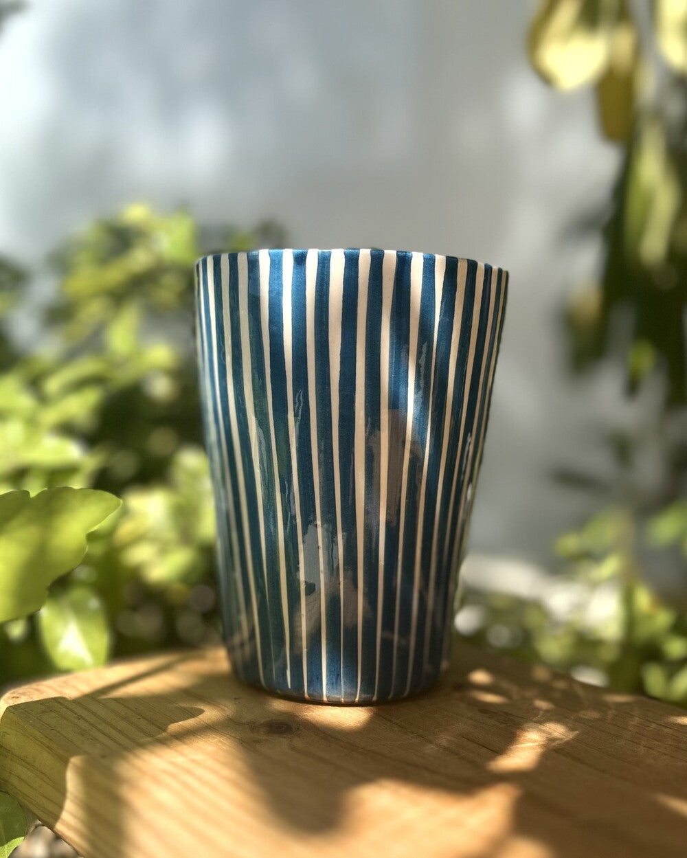 Maxi tasse fines rayures vert bleuté