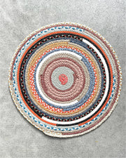 40cm round textile placemat with patchwork pattern