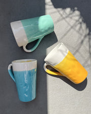 Mug XL Colors turquoise et jaune