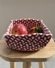 High square basket in two-tone textile