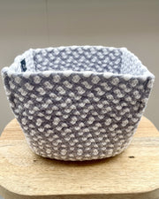 Panier carré haut gris et blanc