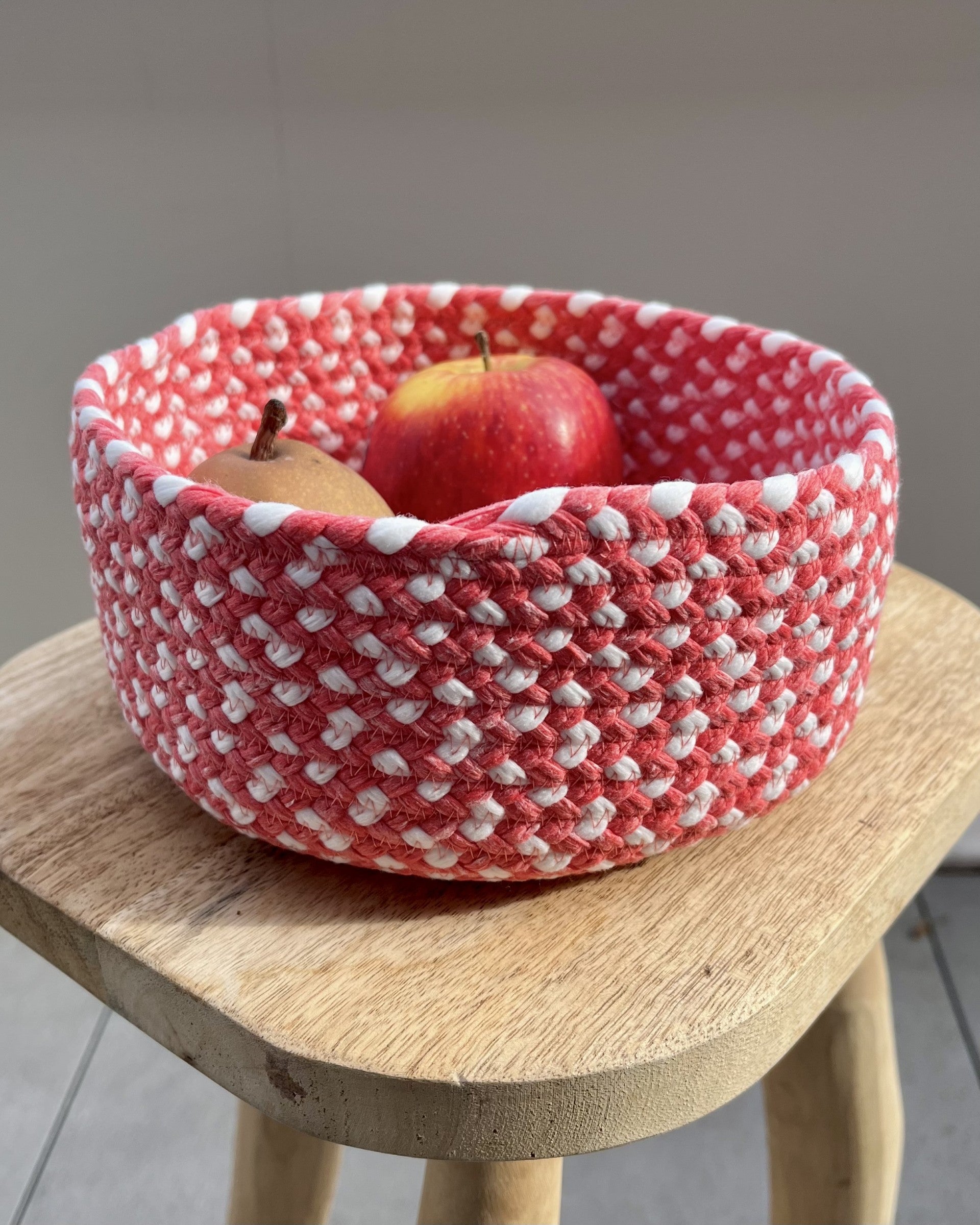Round basket 20cm in two-tone textile