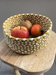 Round basket 20cm in two-tone textile