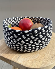 Round basket 20cm in two-tone textile