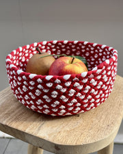 Round basket 20cm in two-tone textile
