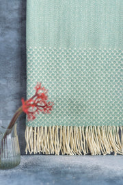 Plaid en laine vert aqua