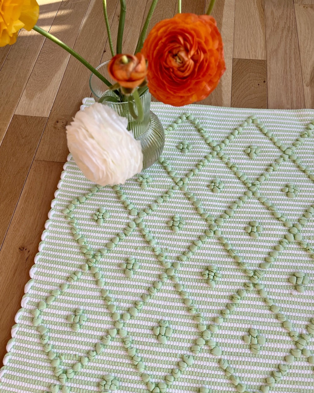 Tapis Amelia vert et blanc (50 x 100)