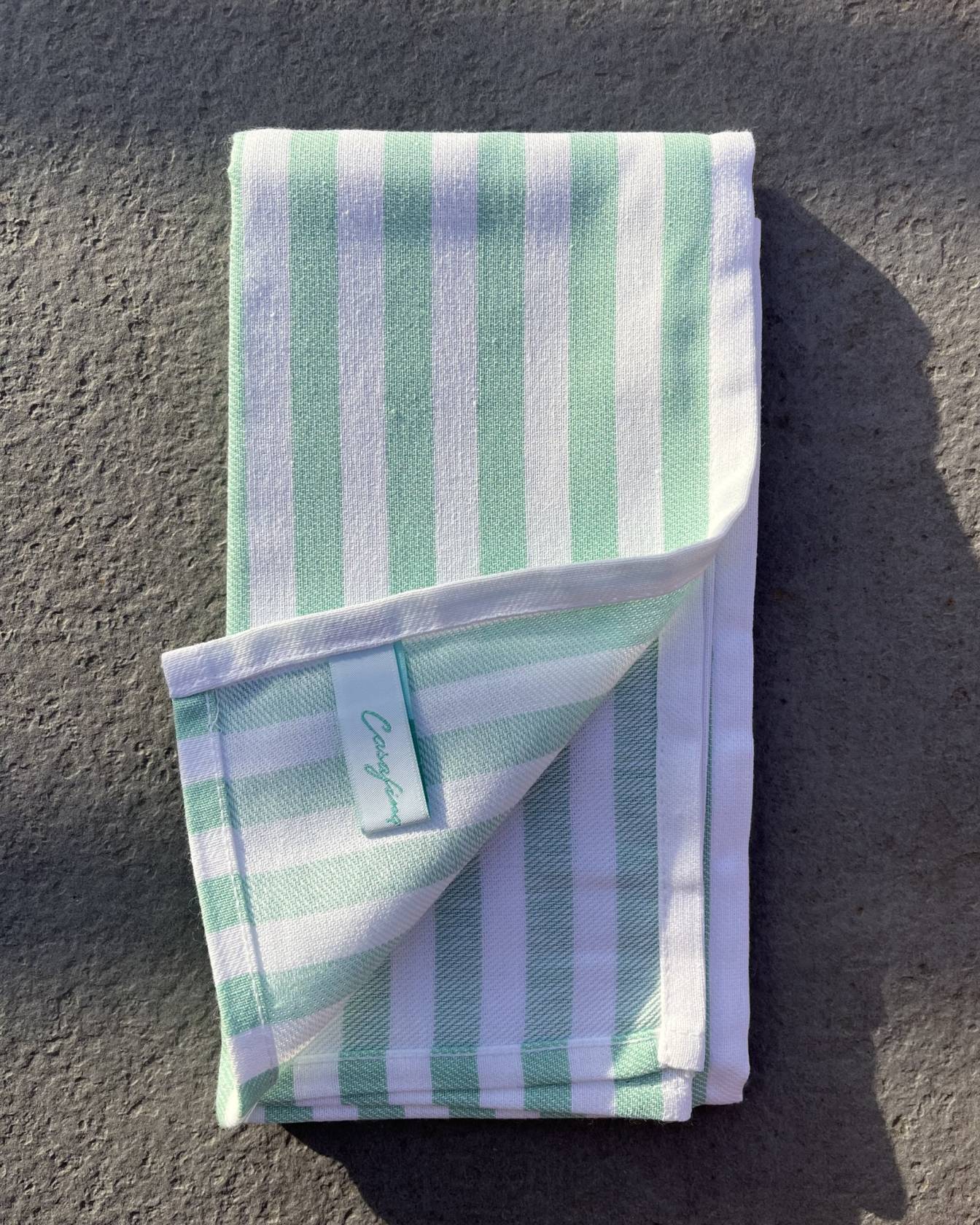 Torchon coton rayures menthe