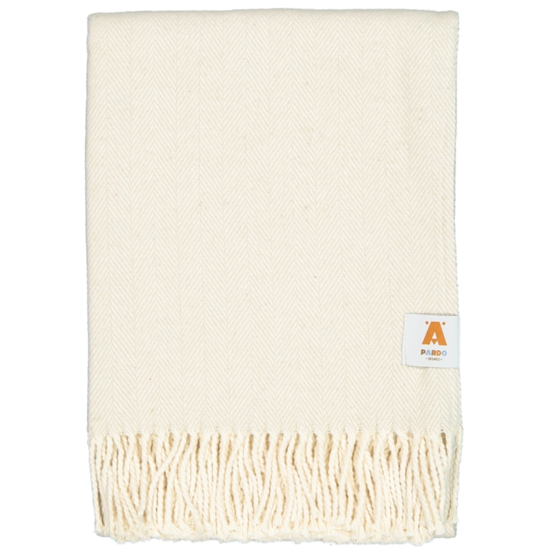 Plaid en coton chevron écru