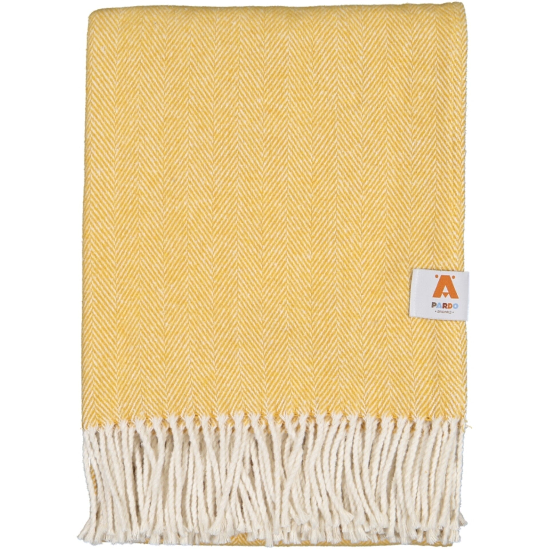 Plaid en coton chevron jaune